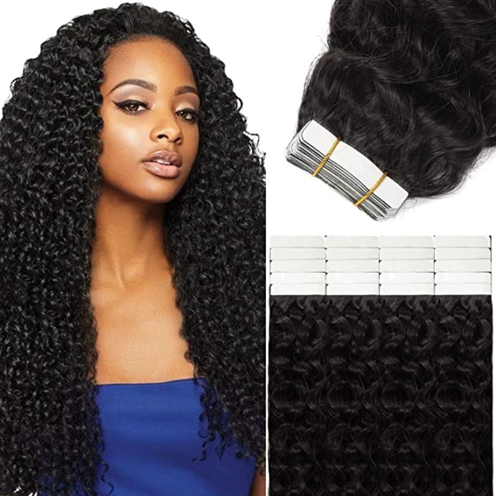 HUMAN HAIR Curly Tape In Extensions 20in 50g